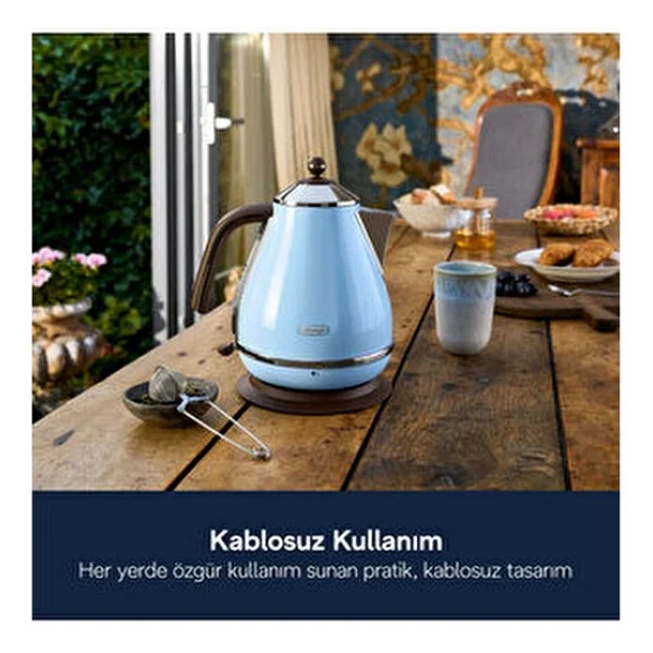 Delonghi Kbov 2001.Az Icona Vintage Mavi 2000 W 1.7 Lt Çelik Kettle - Görsel 5