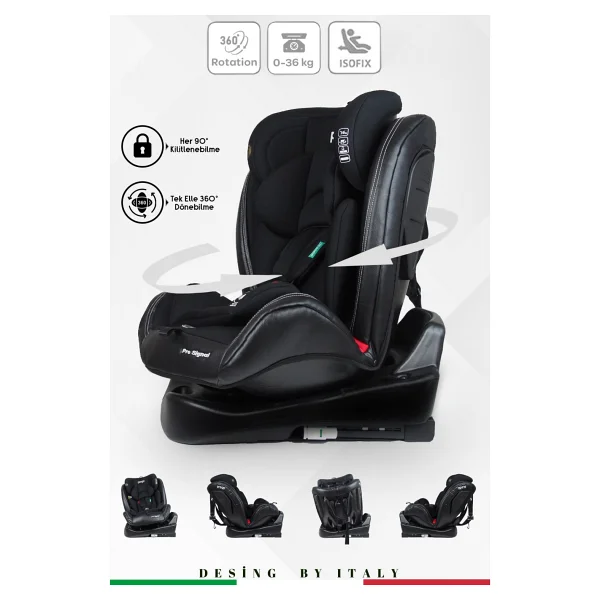 Prego Profix Pro Signal 360 Derece Dönebilen Isofixli Siyah 0-36 Kg Oto Koltuğu - Görsel 3