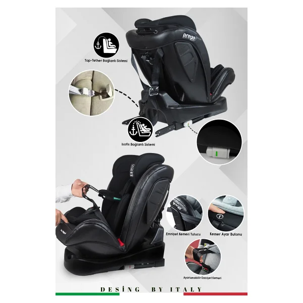 Prego Profix Pro Signal 360 Derece Dönebilen Isofixli Siyah 0-36 Kg Oto Koltuğu - Görsel 4