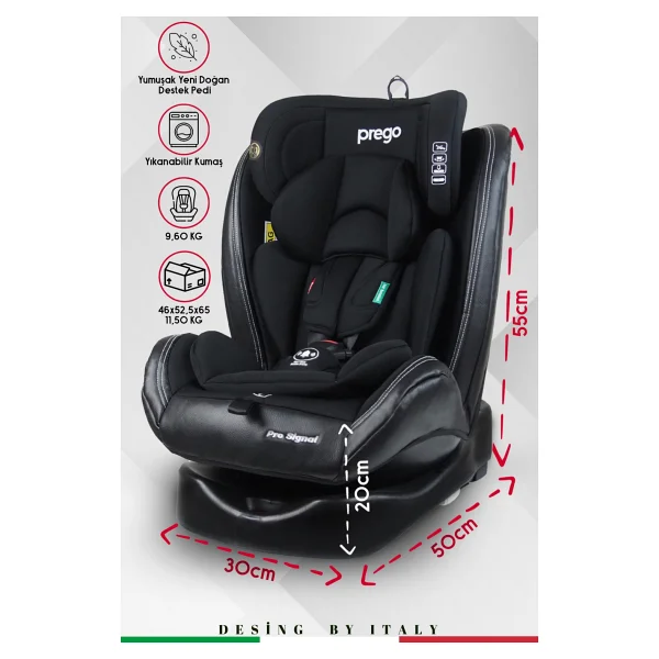Prego Profix Pro Signal 360 Derece Dönebilen Isofixli Siyah 0-36 Kg Oto Koltuğu - Görsel 6
