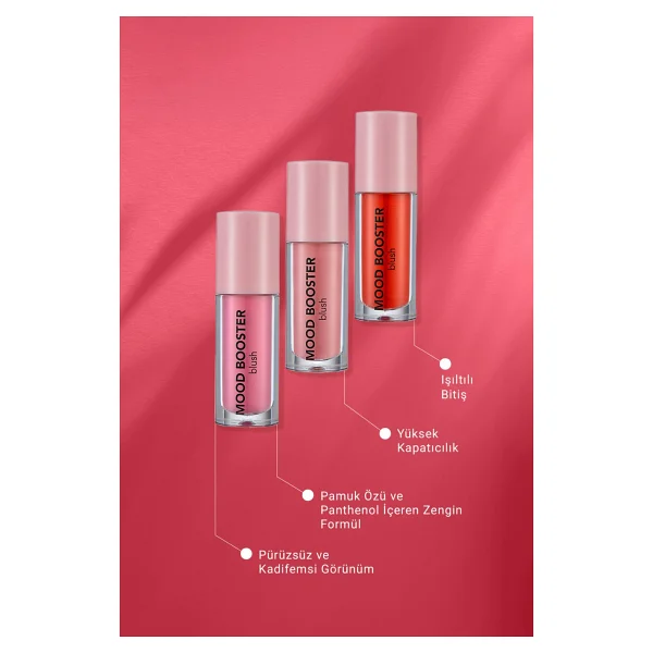 Flormar Mood Booster Yoğun Pigmentli & Doğal Işıltılı 003 Thats Rosewood Likit Allık - Görsel 3