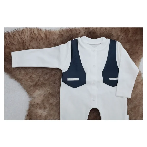 Sema Baby Pamuklu Bebek Tulumu 3-6 Ay - Smokin Beyaz - Görsel 6