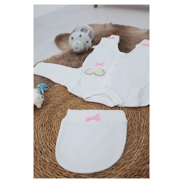 Sema Baby Pamuklu Bebek Tulum Seti 3-6 Ay - Love - Beyaz - 3 - 6 Ay - Görsel 8