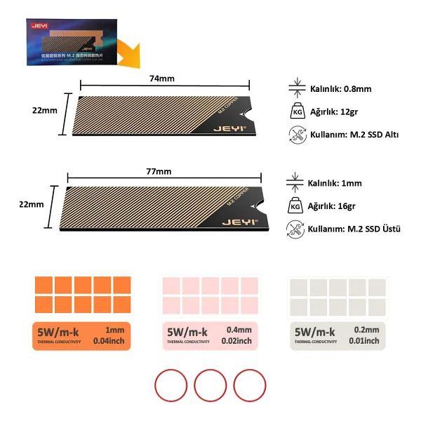 Jeyı Co- Graphene Dizüstü Masaüstü M.2 Nvme M.2 Sata SSD Soğutucu Heatsink - Görsel 7