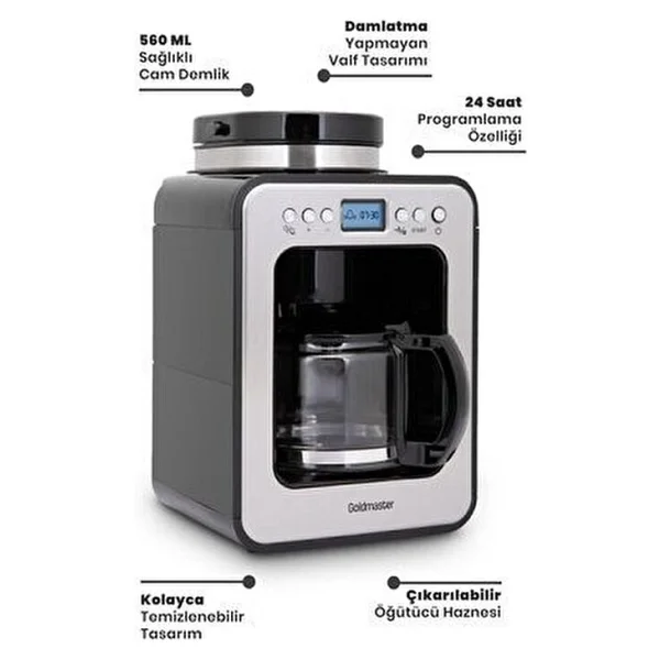 Goldmaster Gm-7353 Klass Öğütücülü Filtre Kahve Makinesi - Görsel 6
