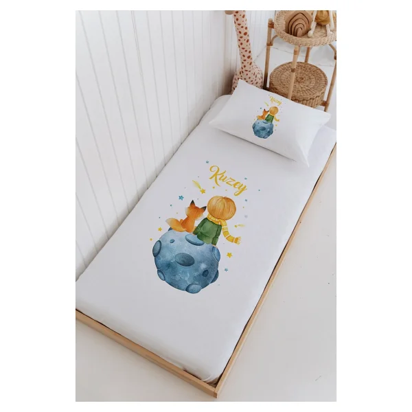 Lilabio Isme Özel %100 Pamuk Bebek Ve Çocuk Tek Kişilik 165 X 225 Cm Pike Takımı-Küçük Prens - Görsel 4