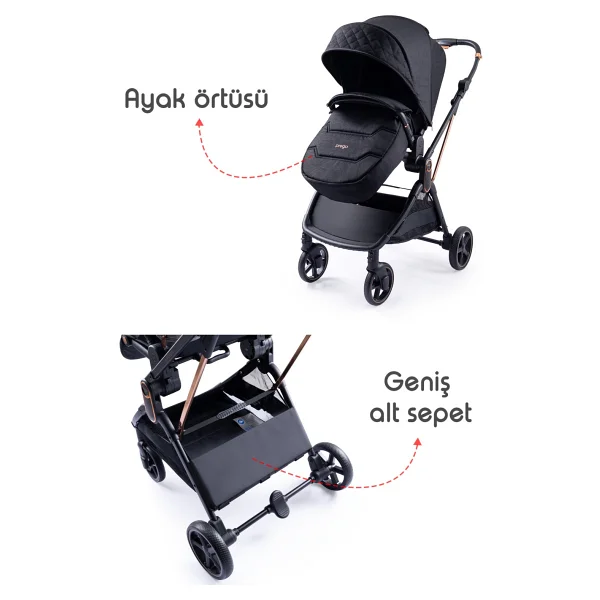 Prego 2244 Arteon Siyah Travel Sistem Bebek Arabası - Görsel 4