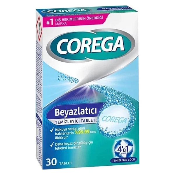 Corega Diş Protezi Beyazlatıcı Temizleyici 30 Tablet 4'ü 1 Arada Etkili Temizlik Özelliği - Görsel 2