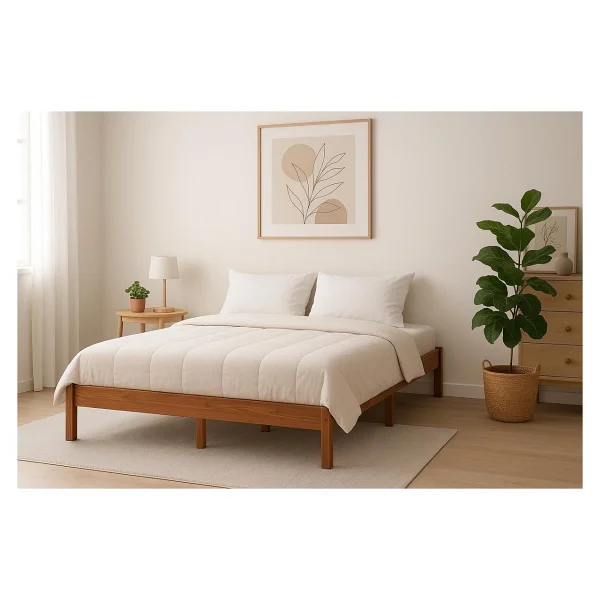 Pinoxi 150cm X 200cm Ceviz Renk Doğal Masif Ahşap Butik Karyola Ceviz Renk Başlıksız - 150 X 200 Cm - Görsel 2