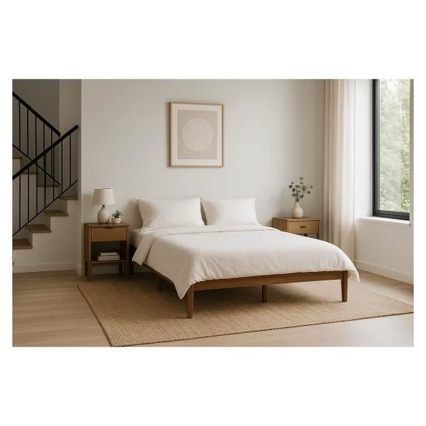 Pinoxi 150cm X 200cm Ceviz Renk Doğal Masif Ahşap Butik Karyola Ceviz Renk Başlıksız - 150 X 200 Cm - Görsel 5