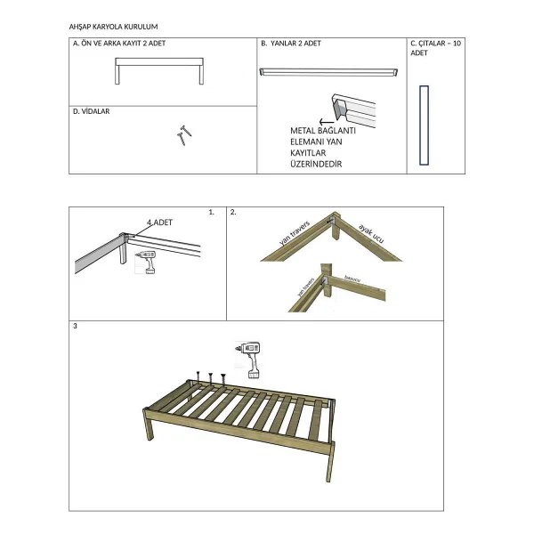 Pinoxi 150cm X 200cm Ceviz Renk Doğal Masif Ahşap Butik Karyola Ceviz Renk Başlıksız - 150 X 200 Cm - Görsel 8