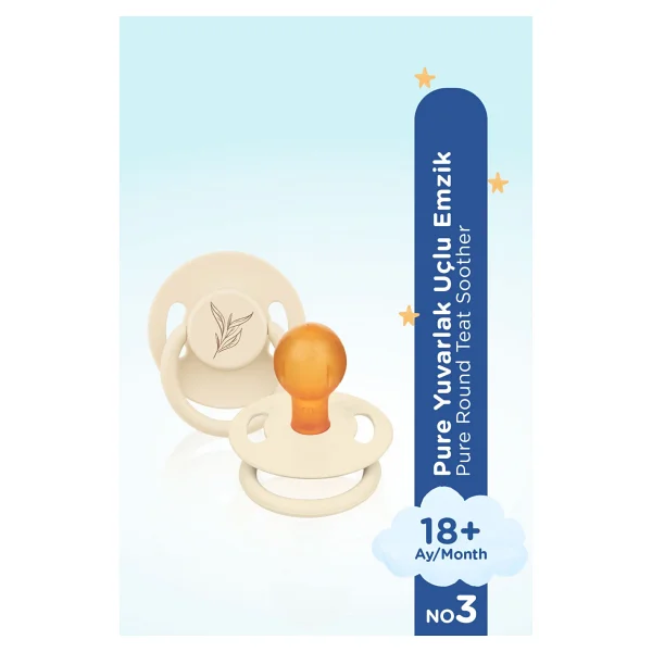Wee Baby Pure Yuvarlak Uçlu Kauçuk Emzik No:3 Krem 18+ Ay - Görsel 2