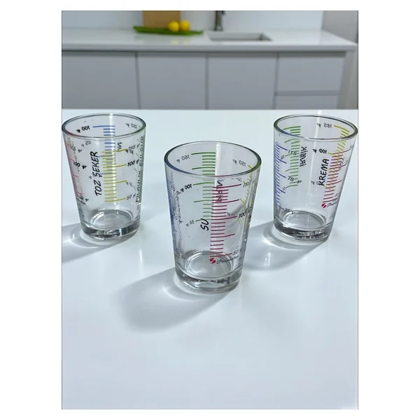 Paşabahçe Ölçü Bardak Takım Set 3lü Çoklu Çeşitli Ölçümlü Bardak Ölçülü Ölçü Kabı Ölçü Kabı Ölçek 200cc - Ölçü Bardağı - Görsel 5