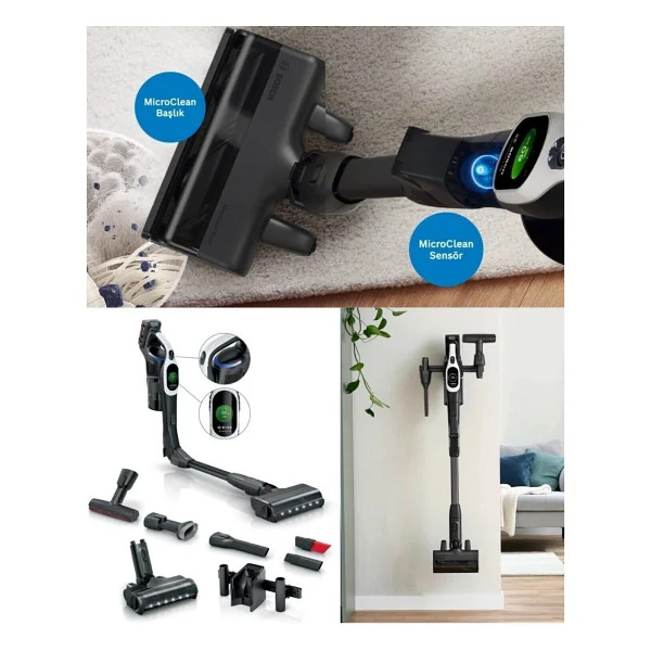 Bosch Premium Bcs104 Şarjlı Dikey Süpürge Unlimited 10 Dijital Turbospinmotor Çiftbataryalı 160dk Temizlik+Bosch Multitalent Mutfak Robotu - Beyaz - Görsel 3