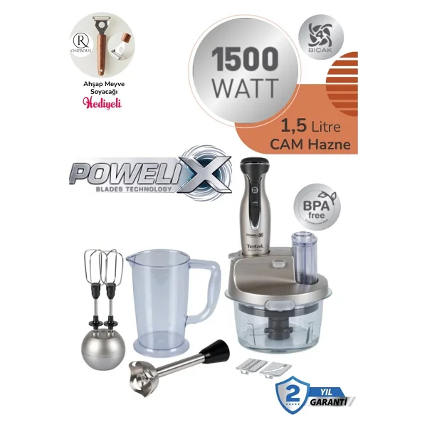 Tefal Dilimleyici Ve Rende 4 Bıçaklı Powelix 1500w Güç 1,5 Litre Cam Hazneli Mutfak Robotu - Siyah - Görsel 6