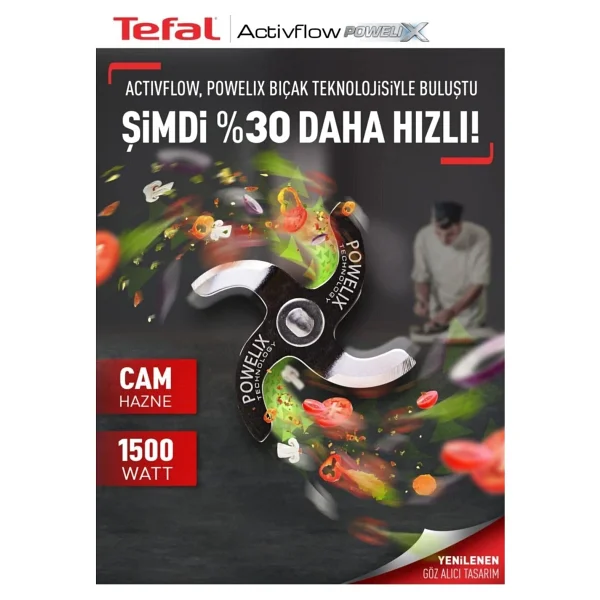 Tefal Dilimleyici Ve Rende 4 Bıçaklı Powelix 1500w Güç 1,5 Litre Cam Hazneli Mutfak Robotu - Kırmızı - Görsel 5