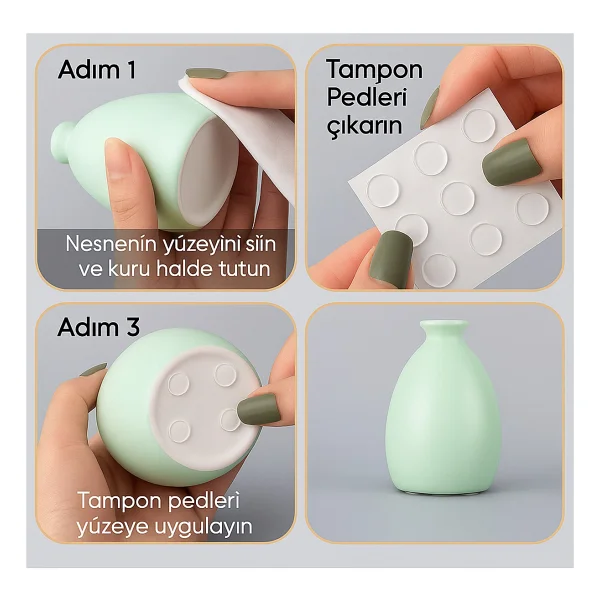 Adar 24'lü 18mm Yapışkanlı Şeffaf Silikon Ses Stoperi, Dolap Çekmece Tamponu Kaydırmaz Cam Masa Altlığı - Görsel 4