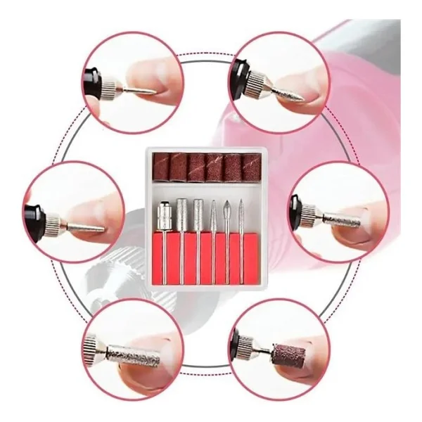 Sunup Sn-27091 Hız Ayarlı Tırnak Freze Törpü Manikür Pedikür Seti 6 Başlıklı Elektrikli Ac220v - Görsel 5