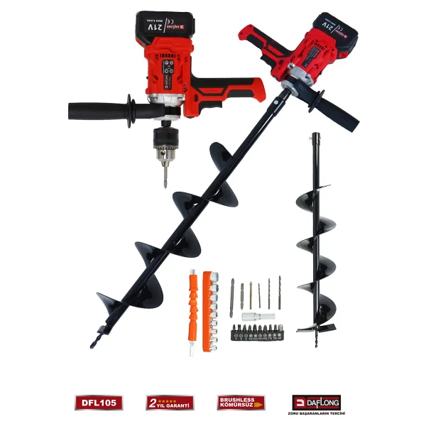 Daflong Dfl-105 Premium 2ın1 Set Şarjlı Toprak Burgu Makinesi - Görsel 5