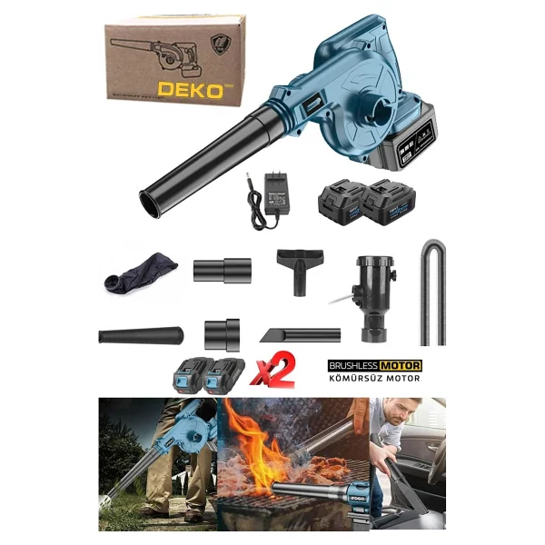Deko Turkey Çok Fonksiyonlu Yaprak Üfleme Toz Toplama Makinesi Lithum 40v Çift Bataryalı Hortumlu Full Set - Görsel 2