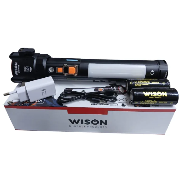 Wison Ws-6540 Profesyonel Yakıcı Özellikli El Feneri 50w - 5000 Lümen - 19200 mAh - Zoomlu & Type-C Şarjlı - Siyah - Altın - 50 W - Görsel 6