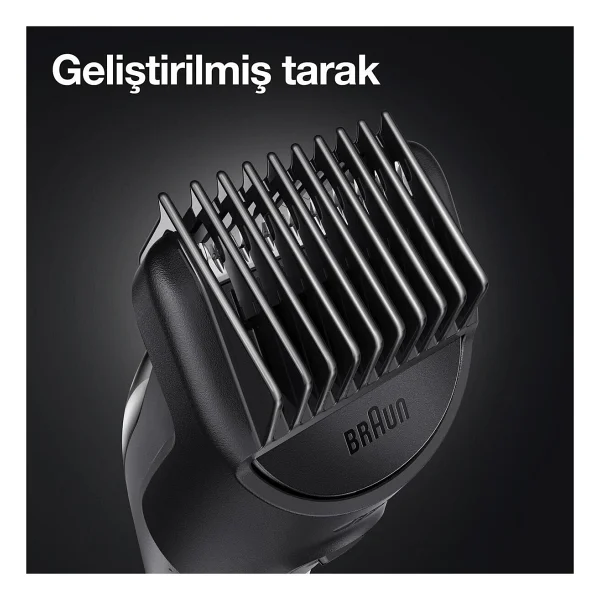 Braun Erkek Bakım Ve Traş Makinesi Profesyonel Sakal Ve Saç Şekillendirici - 39 Uzunluk Ayarı, Yıkanabilir Başlık, Güçlü Performans" - Gri - Siyah - Görsel 7