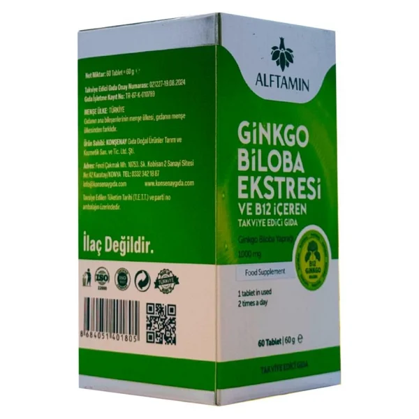 Alftamin Ginkgo Biloba Ve B12 İçeren Takviye 1100 Mg 60 Tablet - Görsel 6