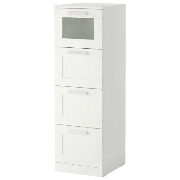 Ikea Brimnes 4 Çekmeceli Şifonyer Beyaz Buzlu Cam 39 124 Cm - Görsel 6