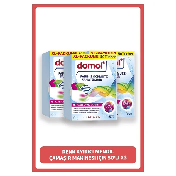 Domol 50'li X3 Renk Ayırıcı Mendil Çamaşır Makineleri İçin Kir Ve Boya Koruma Özelliği - Görsel 5