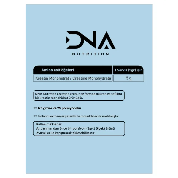 Dna Nutrition Creatine Monohydrate 125 Gr - Görsel 3