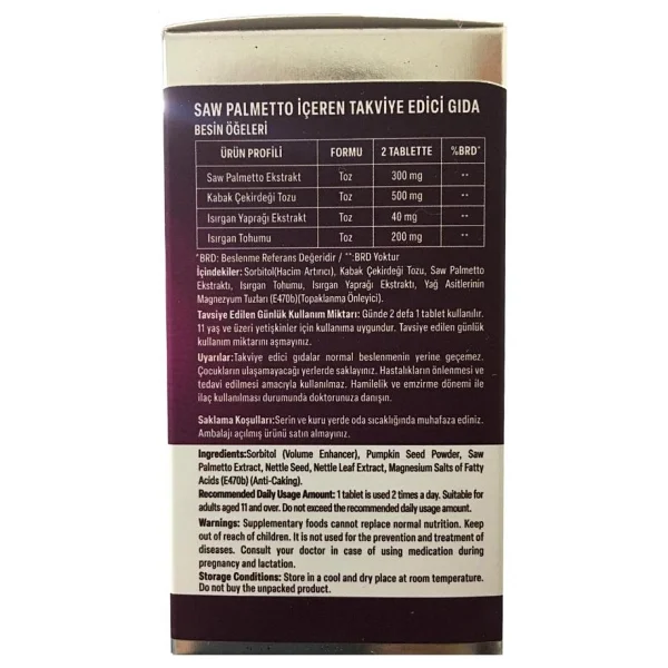 Alftamin Saw Palmetto 1000 Mg 60 Tablet - Görsel 3