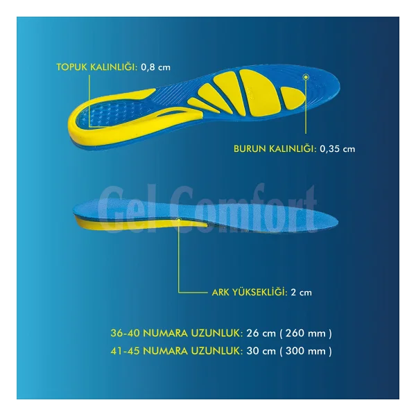 Gel Comfort Gc14 Günlük Ve Spor Ayakkabılar İçin Jel Ayakkabı Tabanlığı - Görsel 5