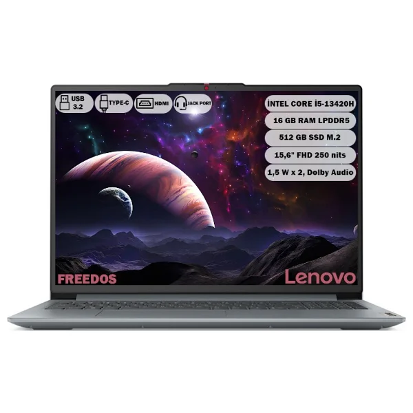 Lenovo Ideapad Slim 3 15ırh8 83em00kytr İ5-13420h 16 GB 512 GB SSD UHD Graphics 15.6" Free Dos Full HD Notebook - Görsel 9
