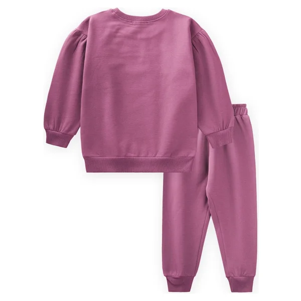 Cigit Etiket Detaylı Sweatshirt Takım 1-7 Yaş Fuşya - 12 - 18 Ay - Görsel 3