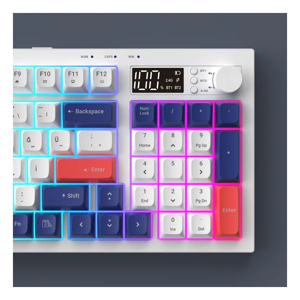 Everest Silent Pro Kb-85 Beyaz-Mavi-Kırmızı RGB Membrane Switch Kablolu/Kablosuz Oyuncu Klavyesi - Görsel 9