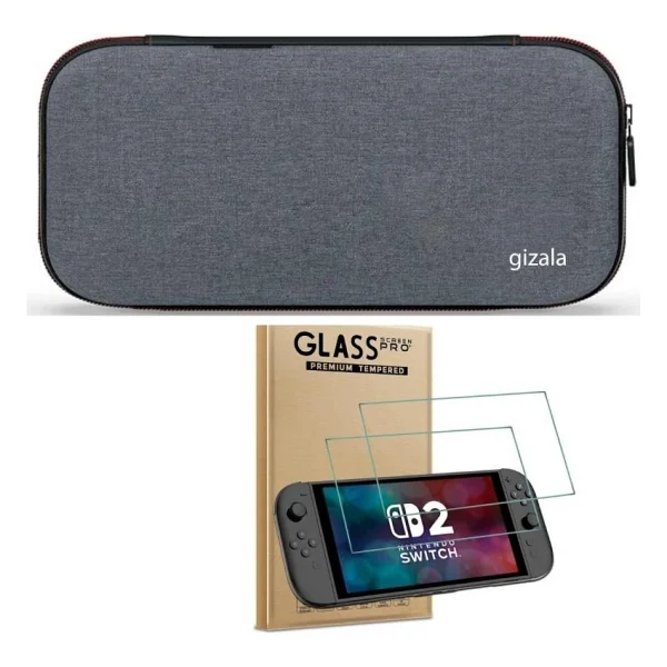 Gizala Switch 2 Slim Taşıma Çantası + Switch 2 Temperli Cam Ekran Koruyucu 2li Bundle Paket - Görsel 6
