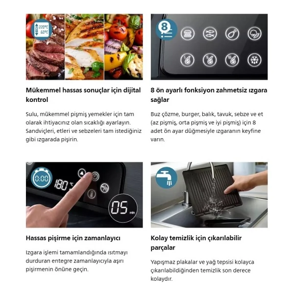 Philips 7000 Serisi Izgara Ve Tost Makinesi, Hassas Dijital Kontrol, Izgara Için Tam Açılır, Ayarlan - Görsel 2