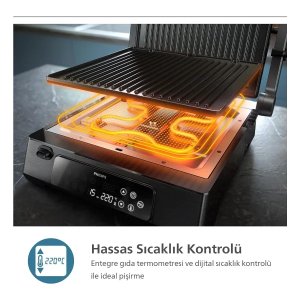 Philips 7000 Serisi Izgara Ve Tost Makinesi, Hassas Dijital Kontrol, Izgara Için Tam Açılır, Ayarlan - Görsel 5