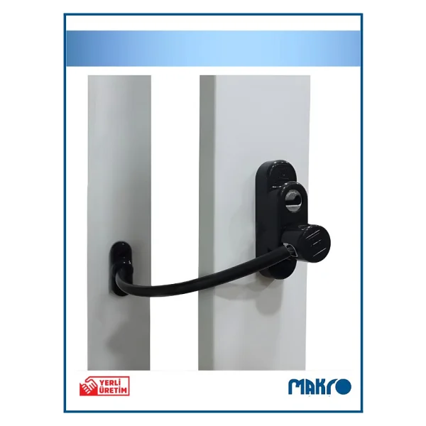 Glassmakro Penkid Çelik Halatlı Pvc Pencere Emniyet Çocuk Güvenlik Kilidi Siyah - Görsel 2