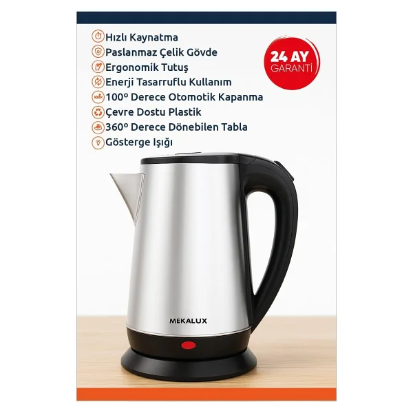 Mekalux Uk-03 Çelik Kettle - Inoks - Görsel 4