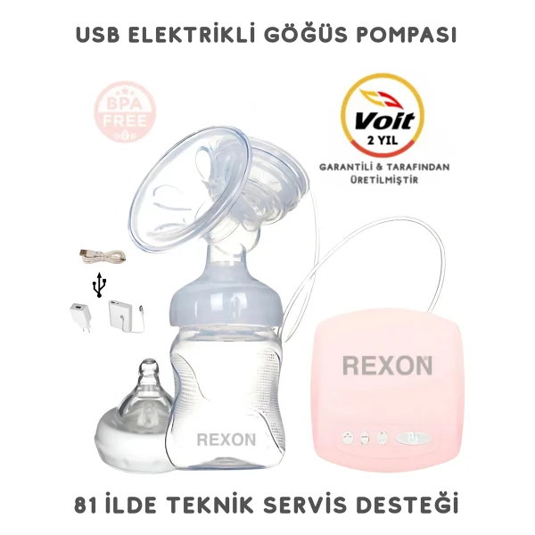 Rexon USB Elektrikli Göğüs Pompası Masaj Ve Biberon Özellikli 9 Farklı Mod Süt Sağma Pompası - Mavi - Görsel 10
