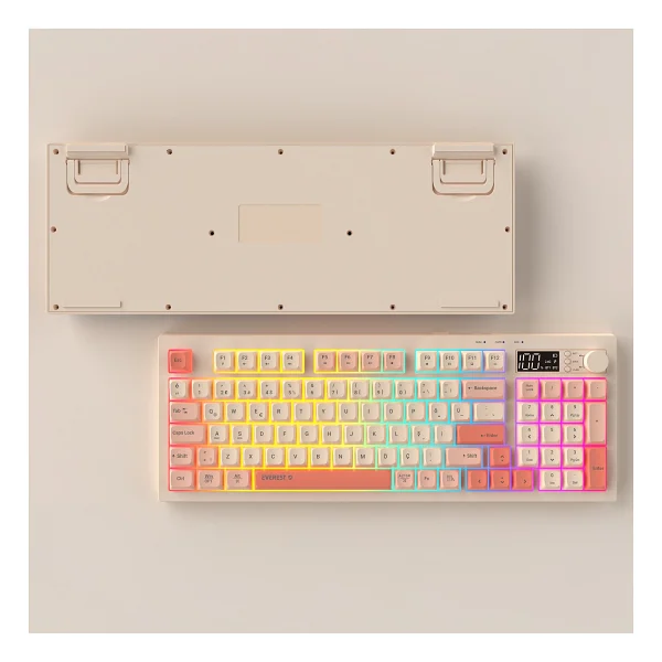 Everest Silent Pro Kb-85 Bej-Pembe-Turuncu RGB Membrane Switch Kablolu/Kablosuz Oyuncu Klavyesi - Görsel 6