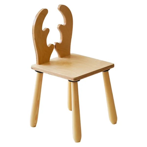 Wood & Joy Doğal Ahşap Renkli Çocuk Sandalye Geyik - Bej - Görsel 2