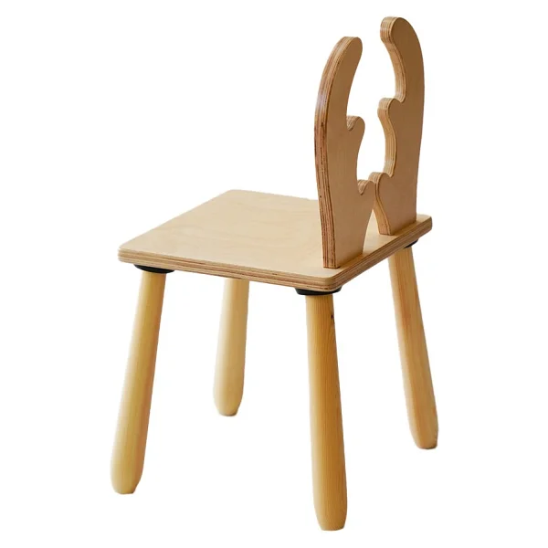 Wood & Joy Doğal Ahşap Renkli Çocuk Sandalye Geyik - Bej - Görsel 3