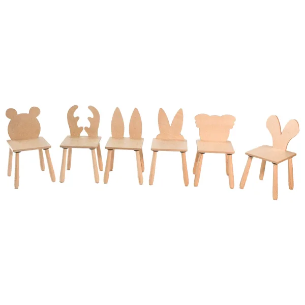 Wood & Joy Doğal Ahşap Renkli Çocuk Sandalye Geyik - Bej - Görsel 5