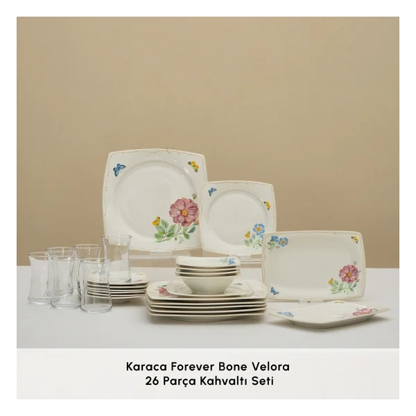 Karaca Forever Bone Velora 26 Parça 6 Kişilik Kahvaltı Takımı - Görsel 3