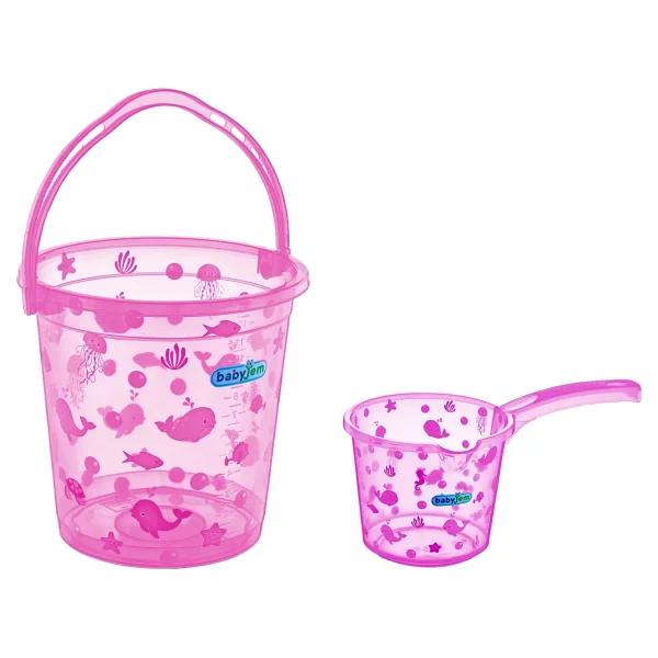 Babyjem Şeffaf Kova & Maşrapa Set Pembe Desenli - Görsel 2