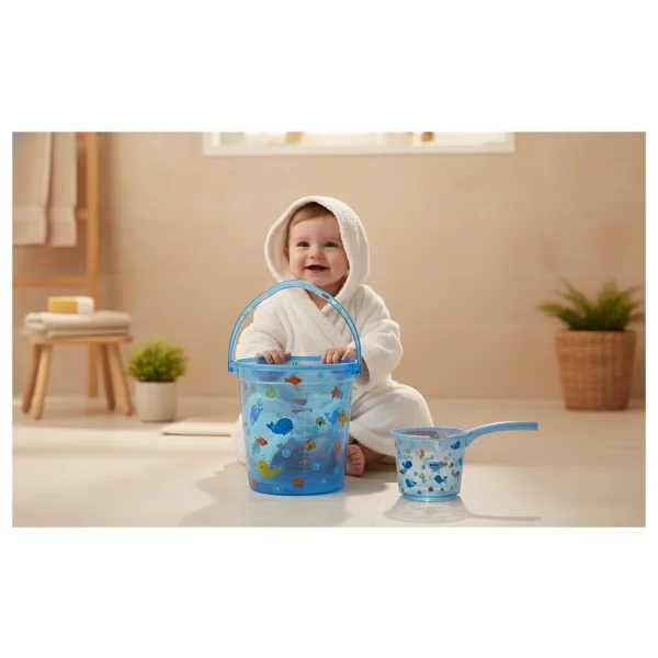 Babyjem 923 Şeffaf Kova & Maşrapa Set Mavi Desenli - Görsel 7