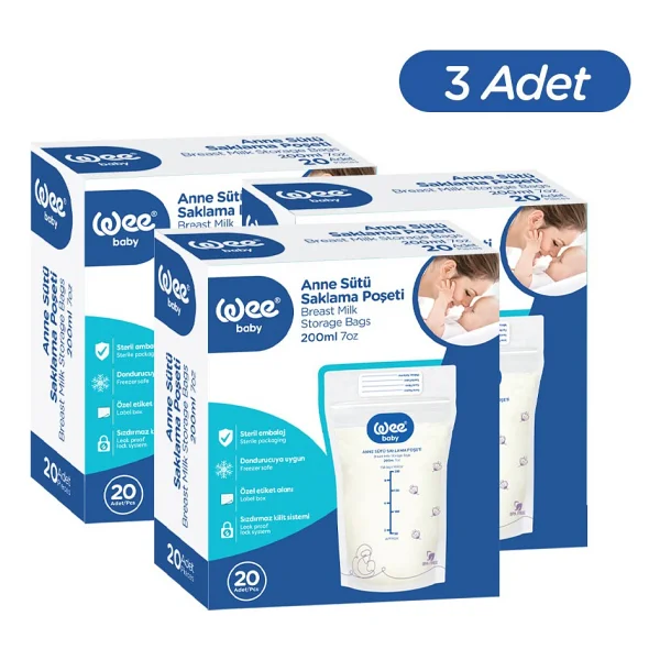 Wee Baby Anne Sütü Saklama Poşeti 200 Ml 20'li X 3 Adet - Görsel 6