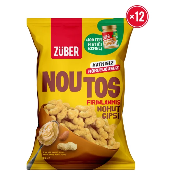 Züber Noutos %100 Yer Fıstığı Ezmeli Fırınlanmış Nohut Cipsi 55g X 12 Adet - 315 Gr - Görsel 4